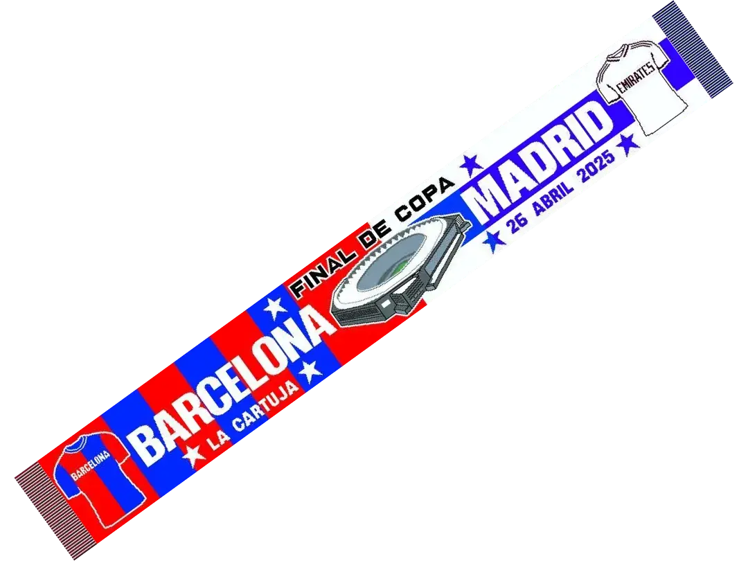 bufanda de fÚtbol final de copa 2025 barÇa madrid