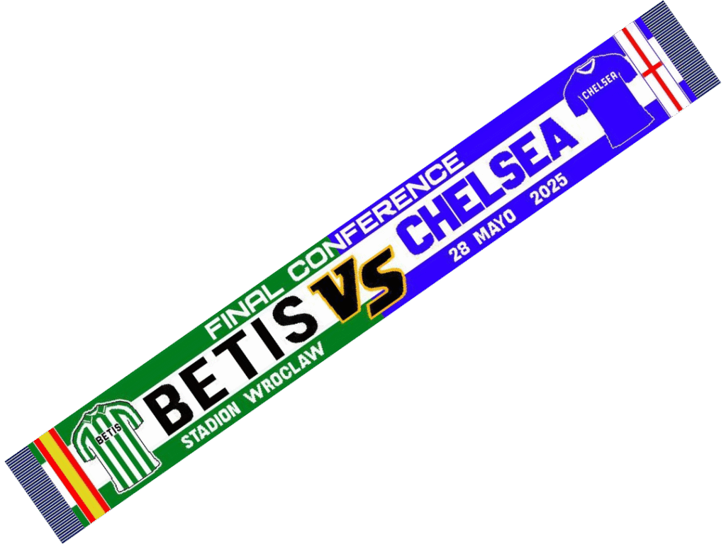 Bufanda personalizada de la final Conference 2025 Betis contra Chelsea