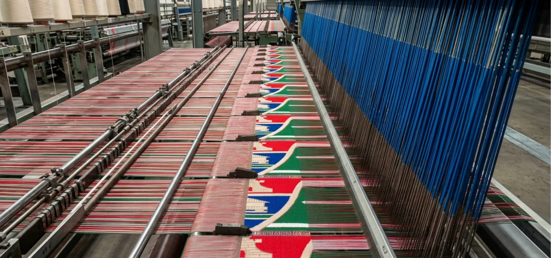 Bufandas personalizadas de fútbol tejiéndose en la máquina